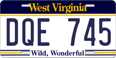 WV license plate DQE745