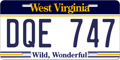 WV license plate DQE747