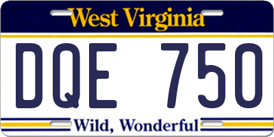 WV license plate DQE750