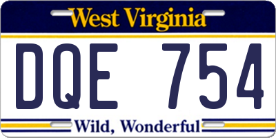 WV license plate DQE754