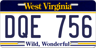 WV license plate DQE756