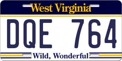 WV license plate DQE764