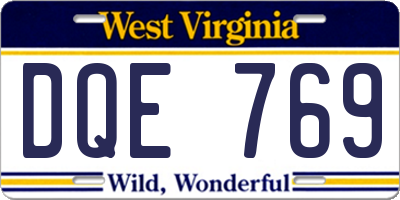 WV license plate DQE769