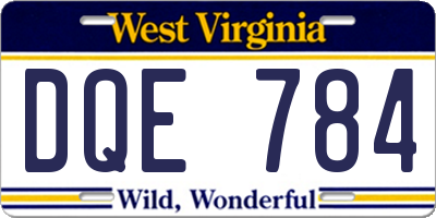 WV license plate DQE784
