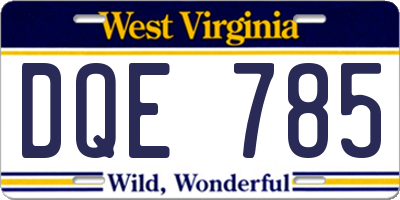 WV license plate DQE785
