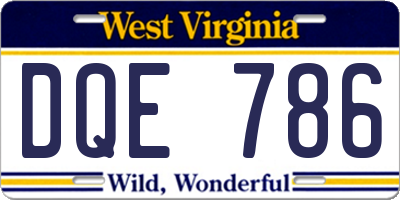 WV license plate DQE786