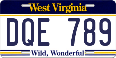 WV license plate DQE789