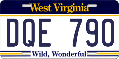 WV license plate DQE790