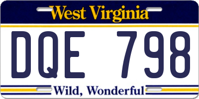 WV license plate DQE798