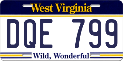 WV license plate DQE799