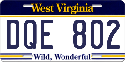 WV license plate DQE802