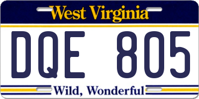 WV license plate DQE805