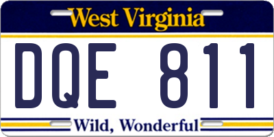 WV license plate DQE811