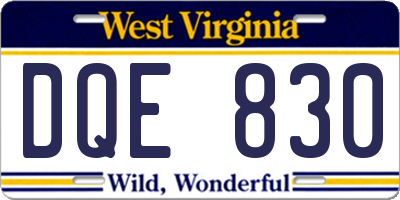 WV license plate DQE830