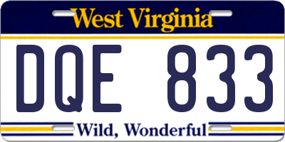 WV license plate DQE833