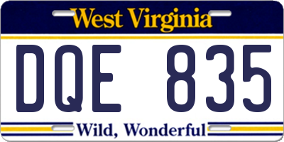 WV license plate DQE835