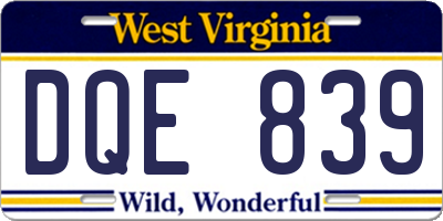 WV license plate DQE839