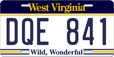WV license plate DQE841