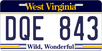 WV license plate DQE843