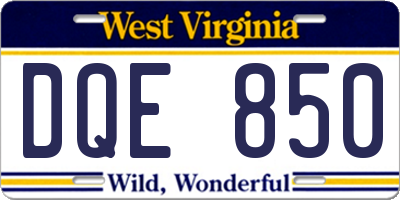 WV license plate DQE850