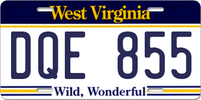 WV license plate DQE855