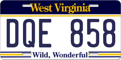 WV license plate DQE858