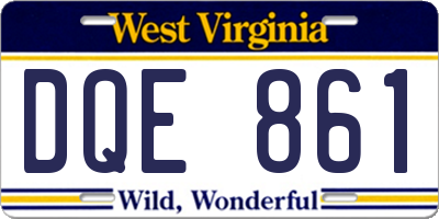 WV license plate DQE861