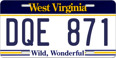 WV license plate DQE871