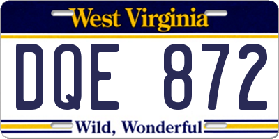 WV license plate DQE872