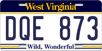 WV license plate DQE873