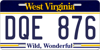 WV license plate DQE876