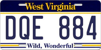 WV license plate DQE884