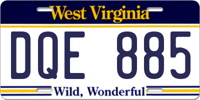 WV license plate DQE885