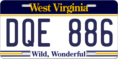 WV license plate DQE886
