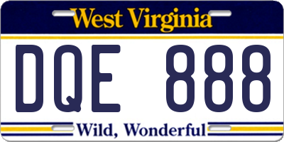 WV license plate DQE888