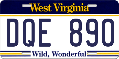 WV license plate DQE890
