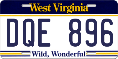 WV license plate DQE896
