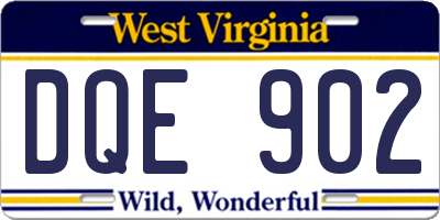 WV license plate DQE902