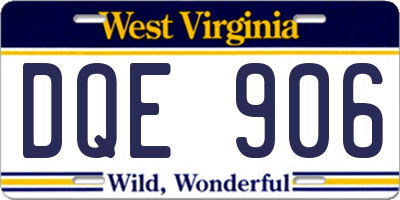 WV license plate DQE906