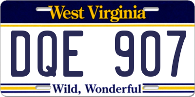 WV license plate DQE907