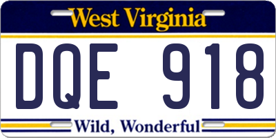 WV license plate DQE918