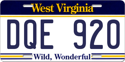 WV license plate DQE920