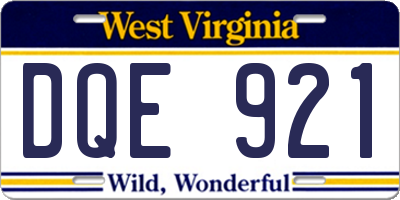 WV license plate DQE921