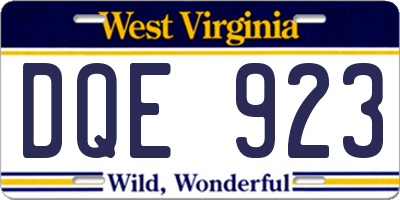 WV license plate DQE923