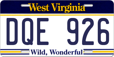WV license plate DQE926