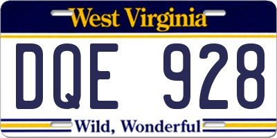 WV license plate DQE928