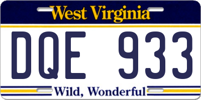 WV license plate DQE933