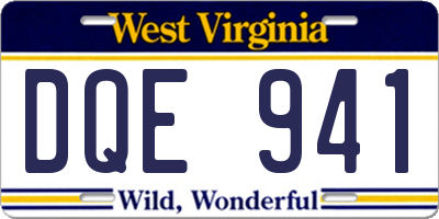 WV license plate DQE941