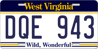 WV license plate DQE943