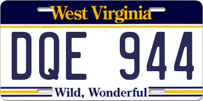 WV license plate DQE944